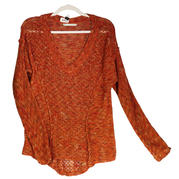 Maurices Brown Tunic Sweater Womens Large Sheer Crochet Pretty Knit Boho - Picture 1 of 8